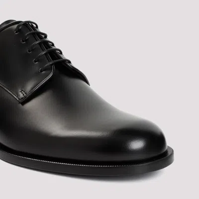 Giorgio Armani Almond Toe Lace-up Leather Shoes In Black