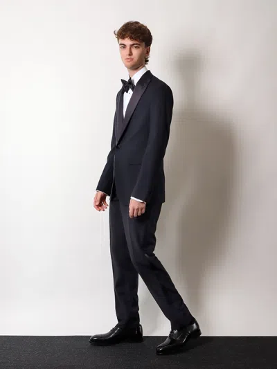 Giorgio Armani Single-breasted Wool Tuxedo Suit In Black