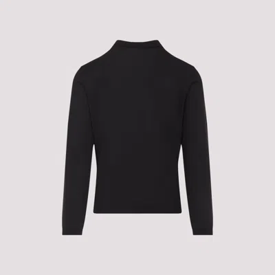 Giorgio Armani Classic Zip-up Pullover Crafted From Virgin Wool In Black