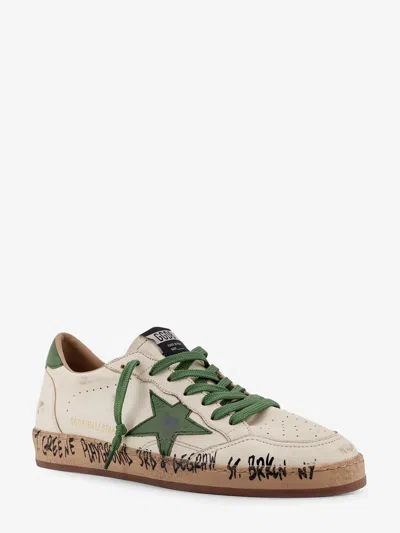 Golden Goose Ball Star Distressed Finish Leather Sneaker With Graffiti Print Shoes