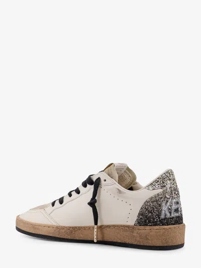 Golden Goose Ball Star Sneakers In Vintage Effect Leather And Suede With Glittered Star And Heel Tab In White