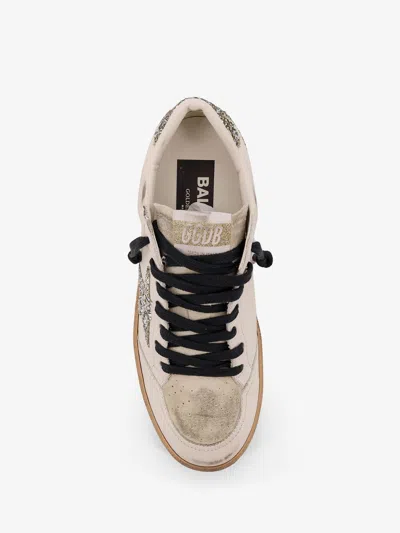 Golden Goose Ball Star Sneakers In Vintage Effect Leather And Suede With Glittered Star And Heel Tab In White