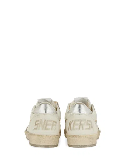 Golden Goose Ball-star White Leather Sneakers With Silver Star And Heel