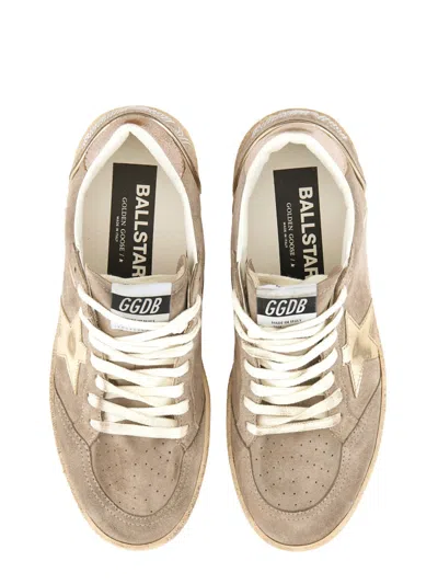 Golden Goose Light Beige Suede Sneakers With Star Detail In Pink