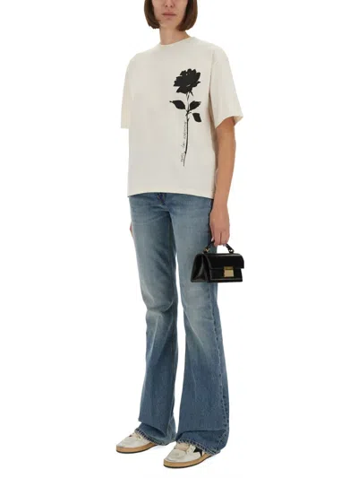 Golden Goose Deluxe Brand Rose Printed Crewneck T-shirt In White