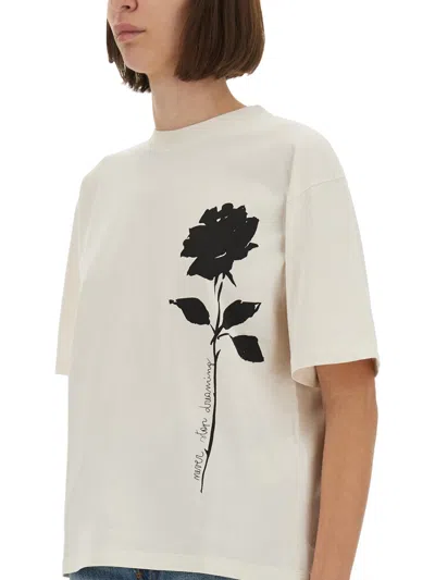 Golden Goose Deluxe Brand Rose Printed Crewneck T-shirt In White