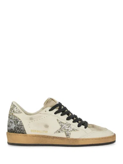 Golden Goose Ball Star Sneakers In Vintage Effect Leather And Suede With Glittered Star And Heel Tab