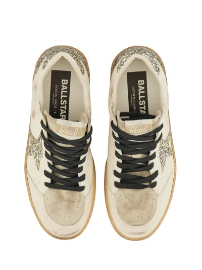 Golden Goose Ball Star Sneakers In Vintage Effect Leather And Suede With Glittered Star And Heel Tab