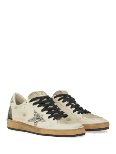 Golden Goose Ball Star Sneakers In Vintage Effect Leather And Suede With Glittered Star And Heel Tab