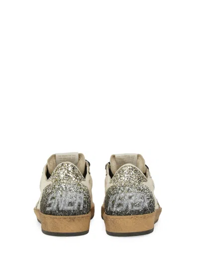 Golden Goose Ball Star Sneakers In Vintage Effect Leather And Suede With Glittered Star And Heel Tab