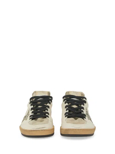 Golden Goose Ball Star Sneakers In Vintage Effect Leather And Suede With Glittered Star And Heel Tab