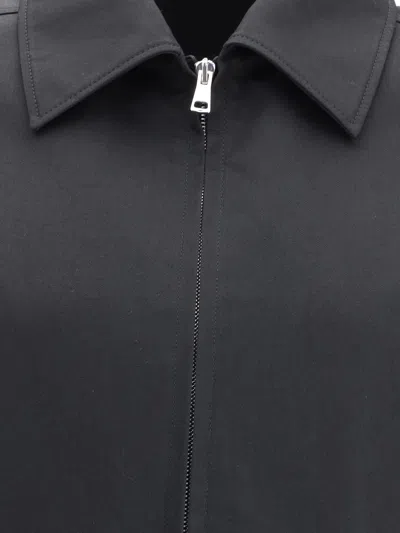 Gucci Black Jacket With Classic Collar And Web Motif On The Waist In Cotton Man In Black