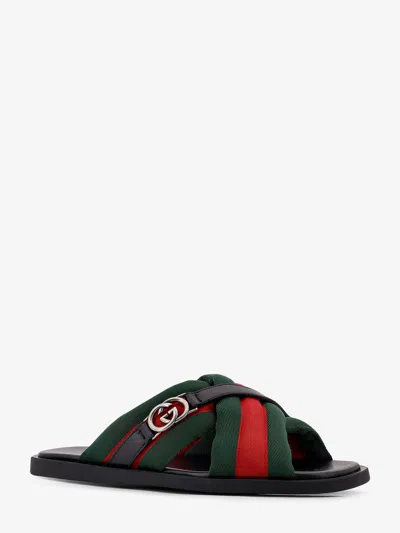 Gucci Web Sandals With Interlocking G In Black