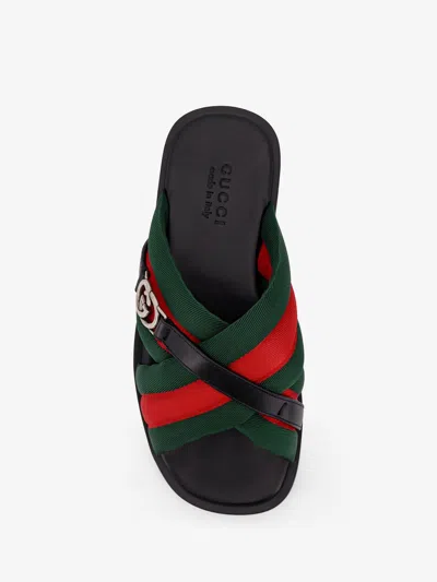 Gucci Web Sandals With Interlocking G In Black