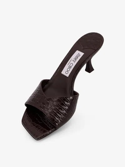 Jimmy Choo Skye 70 Croc-embossed Leather Mules