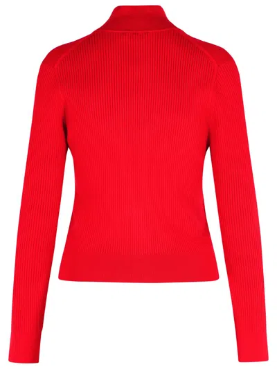 Jw Anderson Crimson Red Cotton Blend Turtleneck Sweater In Red