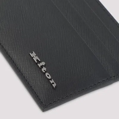 Kiton Logo-plaque Calf Leather Cardholder In Black