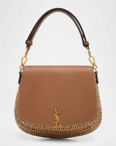 Saint Laurent Voltaire Mini Ysl Top-handle Bag In Bamboo And Calfskin