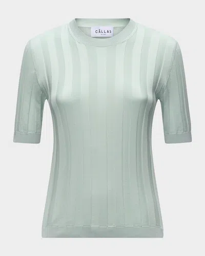 Callas Milano Deeda Crewneck Wide Rib Sweater In Green