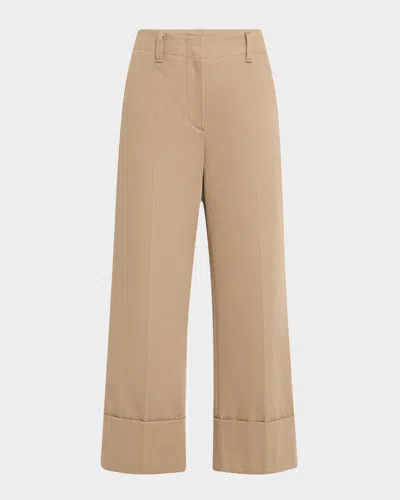 Brunello Cucinelli Cotton Couture Gabardine Straight-leg Crop Cuffed Pants
