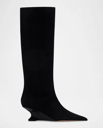 Paris Texas Nina Suede Knee-high Wedge Boots