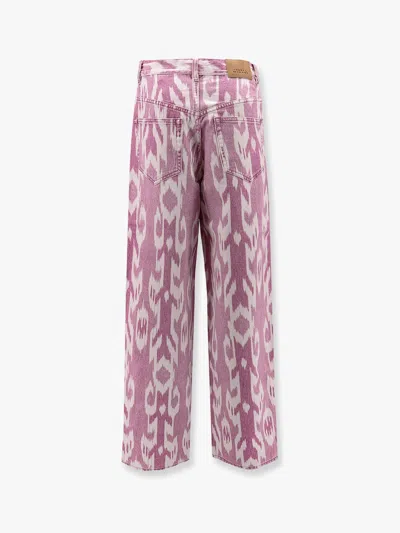 Isabel Marant Étoile Marant Etoile Women Joanny Denim Trouser With Ikat Print In Pink
