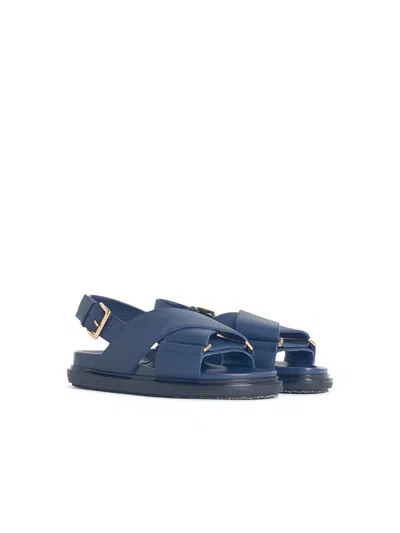 Marni 'fussbett' Blue Leather Sandals Women