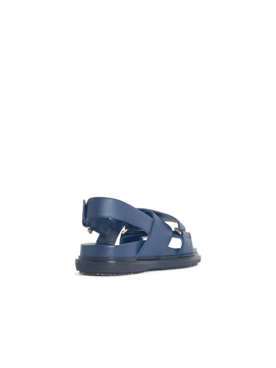 Marni 'fussbett' Blue Leather Sandals Women