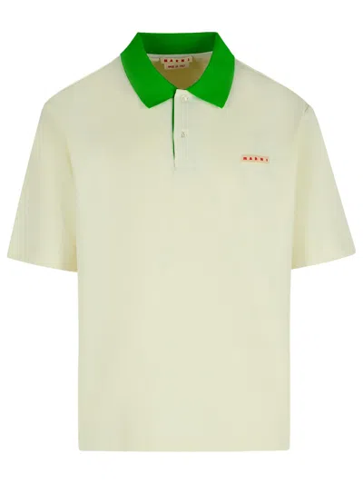 Marni Cotton Blend Polo Shirt With Contrasting Collar