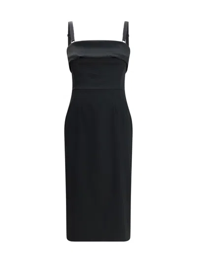 Dolce & Gabbana Satin Midi Dress In Black