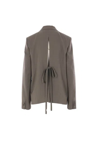 Loewe Tie-back Wool Blazer In Brown