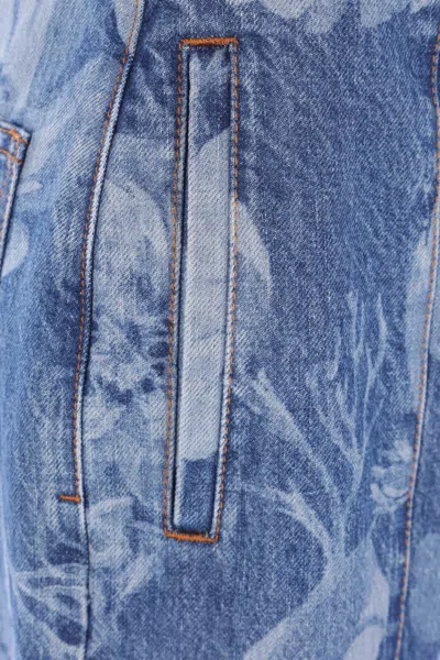 Fendi Floral Printed Straight-leg Long Jeans In Blue