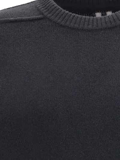 Rick Owens Exposed Stitching Wool Sweater In Black
