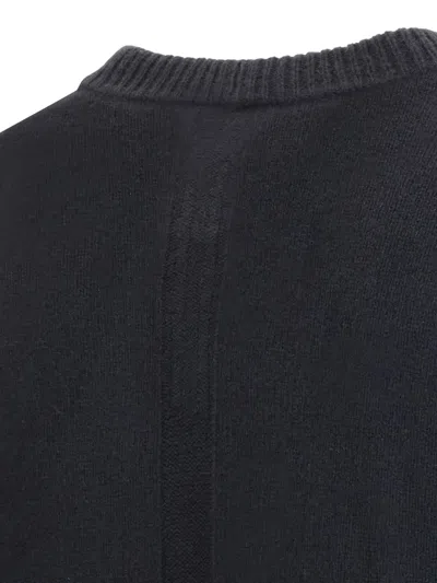 Rick Owens Exposed Stitching Wool Sweater In Black
