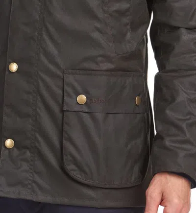 Barbour Ashby Corduroy Collar Water Resistant Waxed Cotton Jacket In Brown