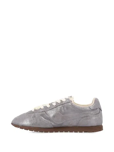 Autry Suede Sneakers With Metallic Finish And Flat Sole In Gray
