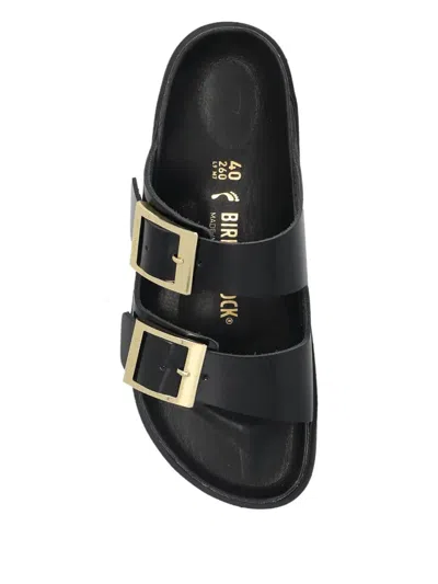 Birkenstock Arizona Droplet Buckle High Shine Black Slides In Black