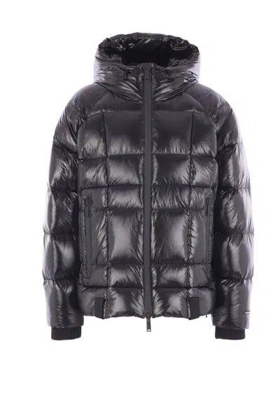 Dsquared2 Shiny Finish Puffer Bomber Jacket With Hood In Gray