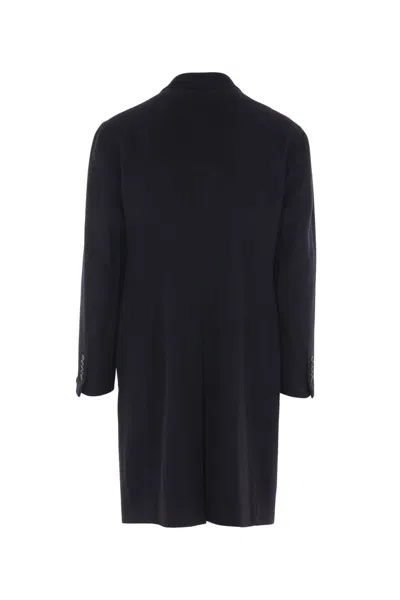 Tagliatore Black Double-breasted Coat With Four Pockets In Black