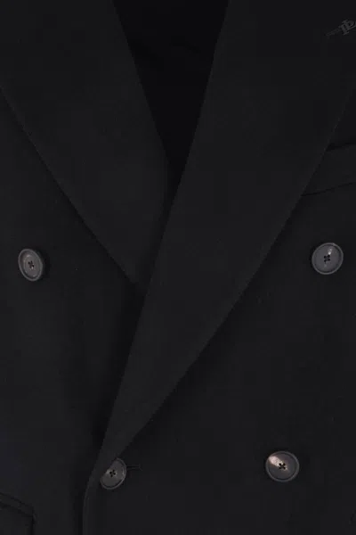 Tagliatore Black Double-breasted Coat With Four Pockets In Black