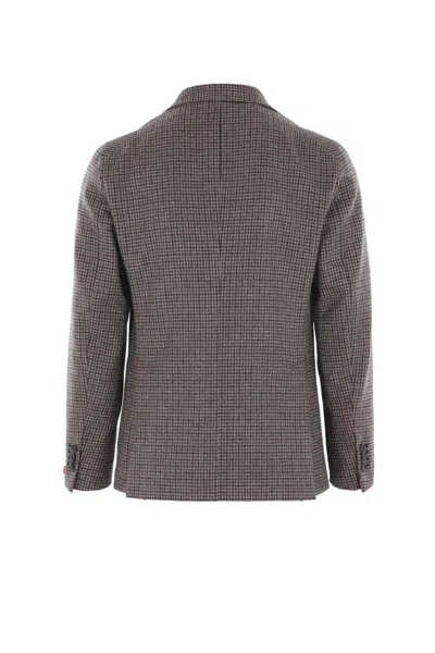Tagliatore Classic Houndstooth Wool Blazer With Notched Lapels And Button Closure In Gray