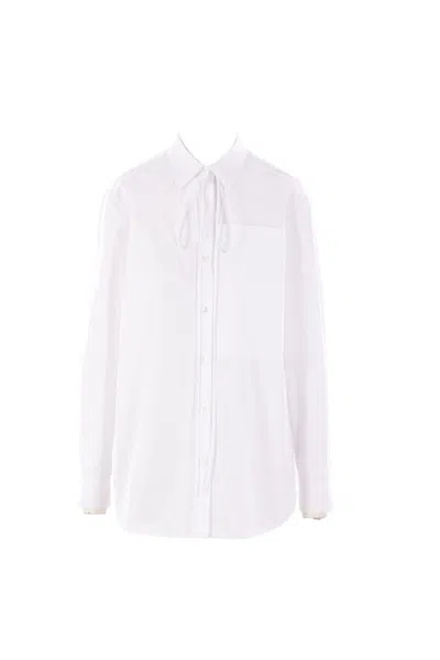 Gucci Women Cotton Poplin With Embroidery Shirt In White