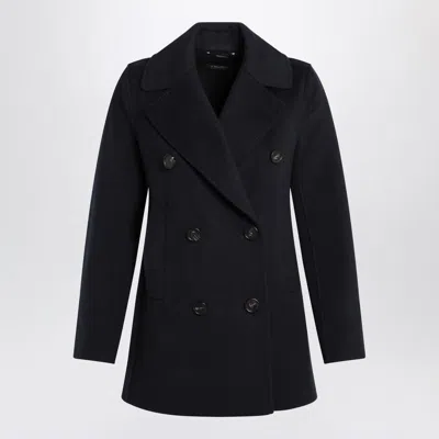 's Max Mara Caban Double-breasted Wool Pea Coat In Black