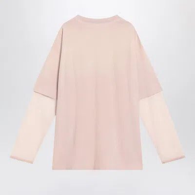 Acne Studios Pink Violet Layered T-shirt With Print In Pink