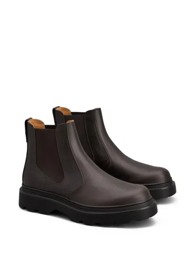 Tod's Chunky Sole Leather Ankle Boots With Elastic Panels