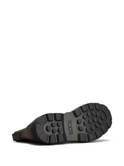 Tod's Chunky Sole Leather Ankle Boots With Elastic Panels