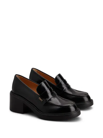 Tod's Leather Heeled Penny Loafers Shoes