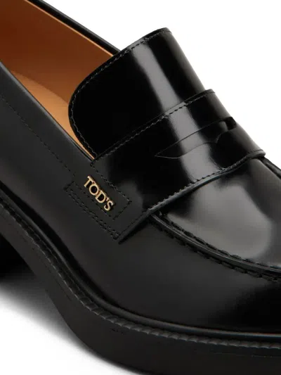 Tod's Leather Heeled Penny Loafers Shoes
