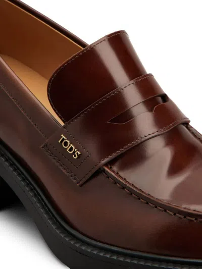 Tod's Leather Heeled Penny Loafers Shoes