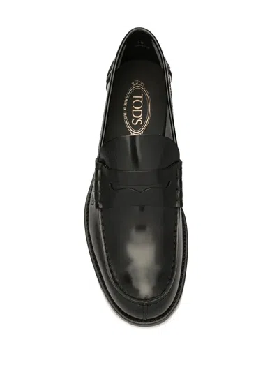 Tod's Black Leather Loafers For Men
